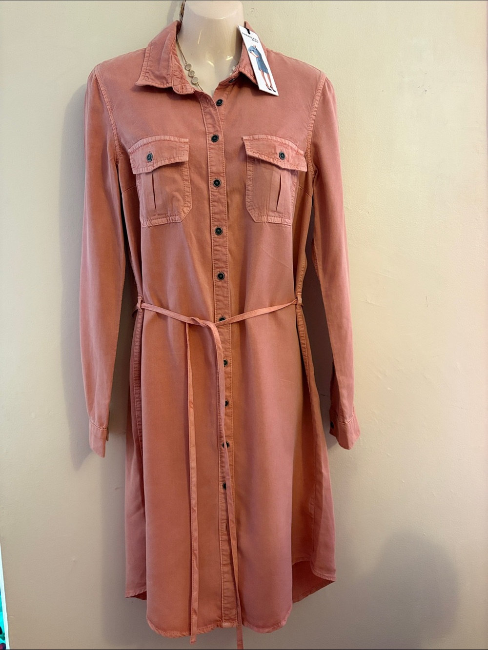 Parasuco Washed Rose Button-Front Midi Shirt Dress. TENCEL